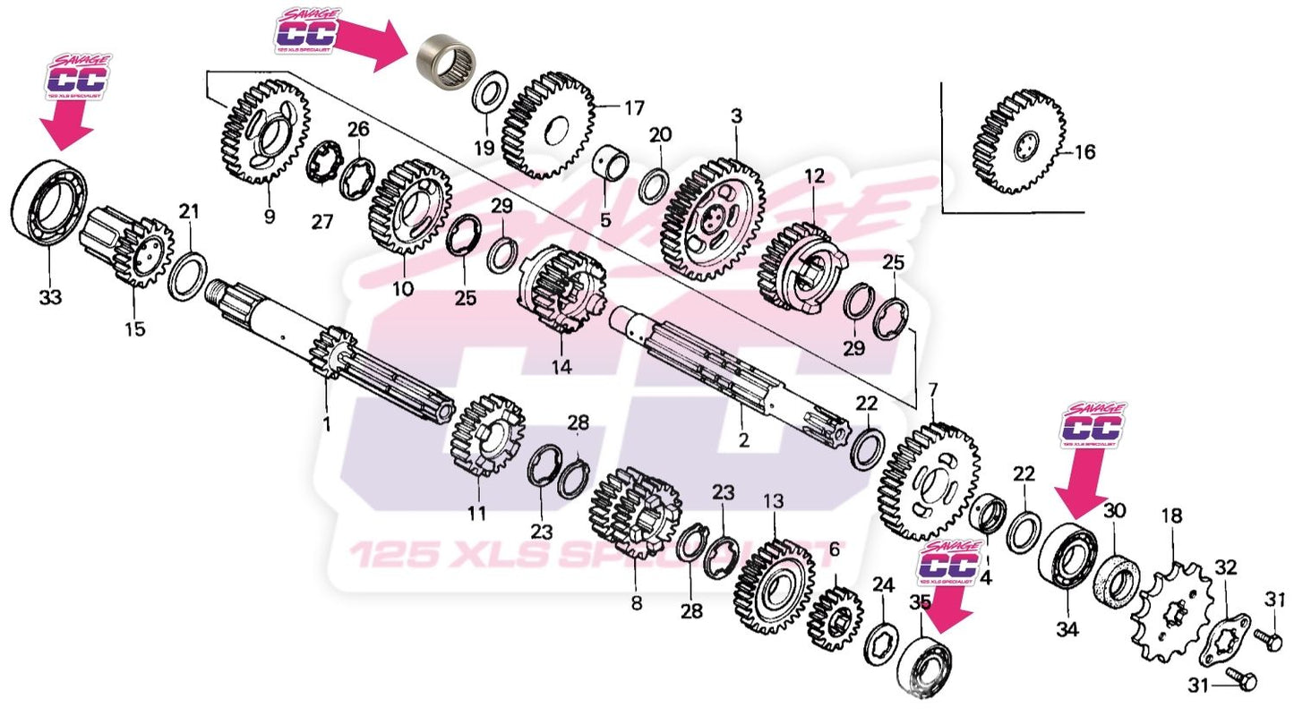 KIT ROULEMENTS BOÎTE DE VITESSE - 125 XLS / XR